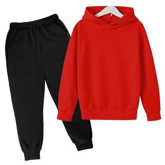 LIUYUNNN Kids Sweatsuit Set for Girls 2 Piece Long Sleeve Letter Red Tracksuit Hoodie Sweatpants Fall Winter Clothes Girls Matching Sets 7-8 Years Boys Girls Fall and Winter Outfits