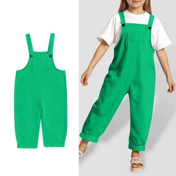 LIUYUNNN Kids Girls' Casual Sleeveless Jumpsuits Toddler Girl Summer Clothes Rompers with Pockets Adjustable Leg Girls' Fashion 8-9 YearsBoys Girls Summer and Fall Outfits