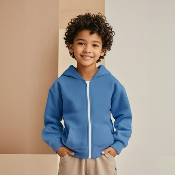 LIUYUNNN Kids Girls Hoodie Kids Zipper Blue Hooded Long Sleeve Soft Sweatshirts Top Fall Winter Clothes Boys 9-10 Years Clothes Boys Girls Fall Outfits