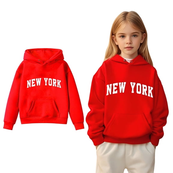 LIUYUNNN Kids Girls Hoodie Letter Graphic Pullover Hooded Casual Long Sleeve Sweatshirts Jackets Warm Fall Winter Clothes 5-6 Years Kids Girl Clothes Boys Girls Fall Outfits