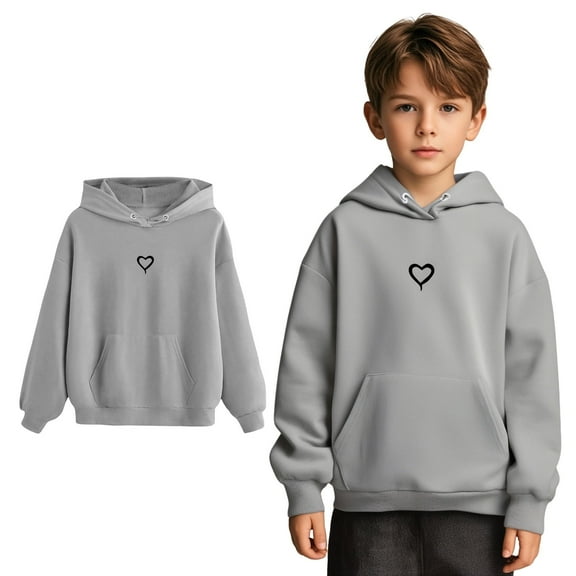 LIUYUNNN Kids Girls Hoodie Pullover Grey Hooded Long Sleeve Soft Sweatshirts Top Fall Clothes Little Girls Clothes 6-7 Years Boys Girls Fall Outfits