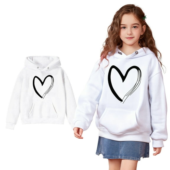LIUYUNNN Kids Girls Hoodie Pullover White Hoodies Long Sleeve Soft Sweatshirts Top Fall Clothes Little Girl Clothes 4-5 Years Boys Girls Fall Outfits