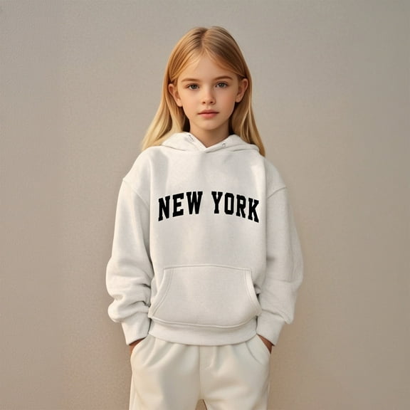 LIUYUNNN Kids Girls Hoodies Kids Letter Graphic Pullover Hoodie Casual Long Sleeve Hoodies Fall Clothes Kids Boy Clothes 5-6 Years Boys Girls Fall Outfits
