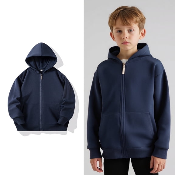 LIUYUNNN Kids Girls Hoodies Kids Zipper Navy Hoodie Long Sleeve Pullover Tops Warm Fall Winter Clothes 8-9 Years Boy Clothes Boys Girls Fall Outfits