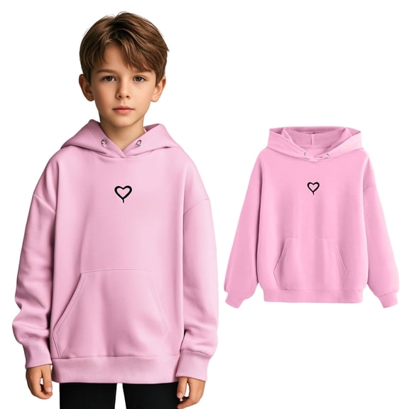 LIUYUNNN Kids Girls Hoodies Pullover Pink Hoodies Long Sleeve Pullover Tops Fall Winter Clothes 8-9 Years Boy Clothes Boys Girls Fall Outfits