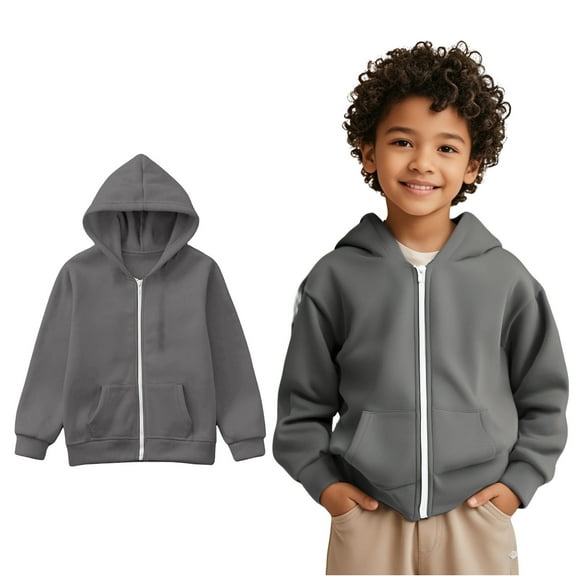 LIUYUNNN Kids Girls Hoodies Zipper Dark Gray Hoodie Casual Long Sleeve Sweatshirts Winter Clothes 9-10 Years Girl Clothes Boys Girls Fall Outfits