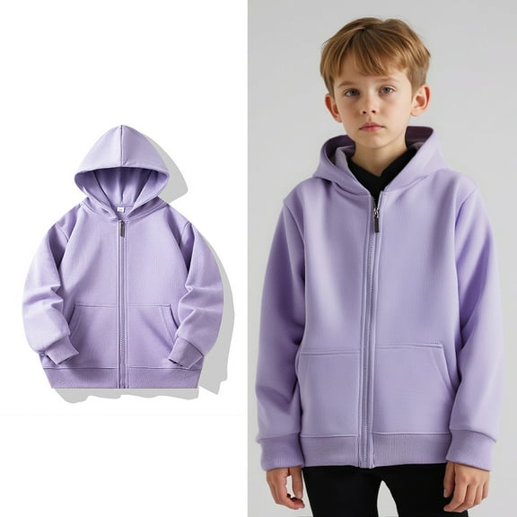 LIUYUNNN Kids Girls Hoodies Zipper Light Purple Hoodie Casual Long Sleeve Sweatshirts Fall Clothes 7-8 Years Boy Clothes Boys Girls Fall Outfits