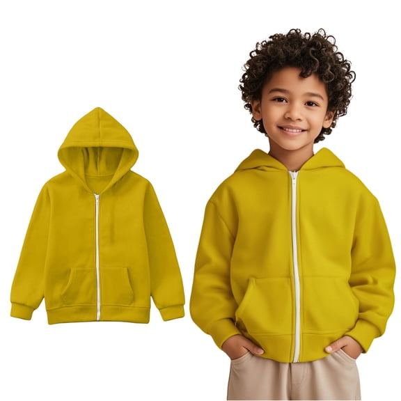 LIUYUNNN Kids Girls Hoodies Zipper Yellow Hooded Lightweight Long Sleeve Hoodies Winter Clothes 7-8 Years Old Boy Clothes Boys Girls Fall Outfits