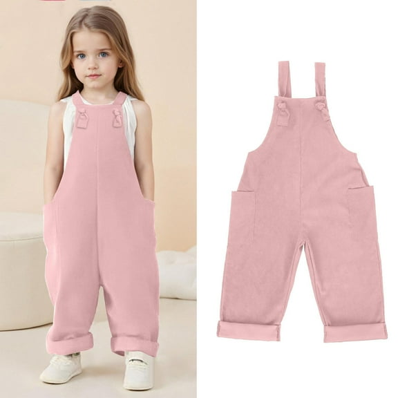 LIUYUNNN Kids Girls Jumpsuits Overalls Summer Clothes for Girls with Pockets Adjustable Leg Girls Outfit 3-4 YearsBoys Girls Summer and Fall Outfits
