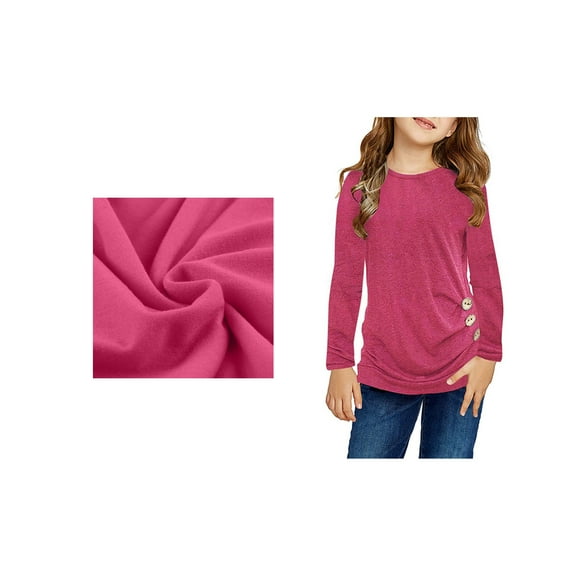 LIUYUNNN Kids Girls T Shirt Solid ColorHot Pink Long Sleeve Kids Fall Tops Crewneck Basic Tees Cottom Boy Shirt Girls Uniform Shirts 12-13 Years Boys Girls Four Seasons Outfits