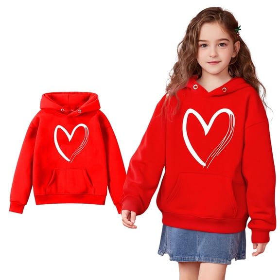 LIUYUNNN Kids Hoddies Pullover Red Hooded Casual Long Sleeve Classic Hoodie Fall Clothes Girls Size 4-5 Years Clothes Boys Girls Fall Outfits
