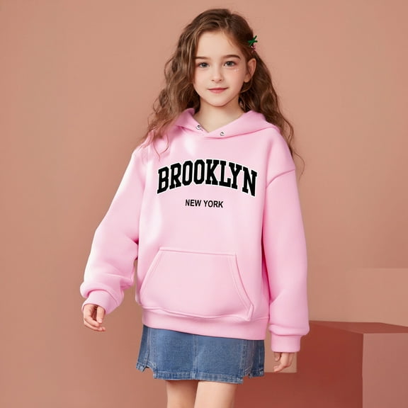 LIUYUNNN Kids Hoodie Kids Pullover Pink Hoodies Casual Long Sleeve Sweatshirts Winter Clothes Girls Clothes Size 3-4 Years Boys Girls Fall Outfits