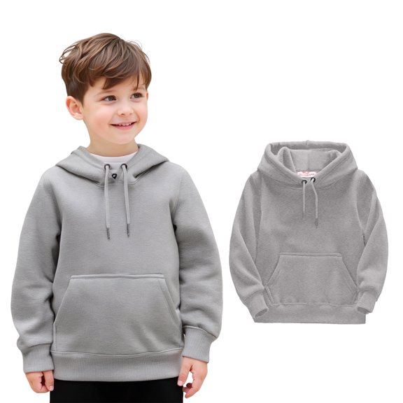 LIUYUNNN Kids Hoodie Pullover Grey Hooded Lightweight Long Sleeve Hoodies Fall Winter Clothes Girls Tops Size 6-8 Years Boys Girls Fall Outfits