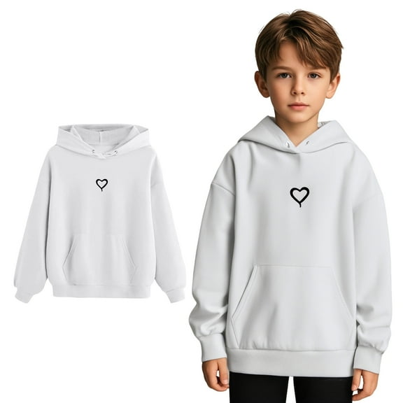 LIUYUNNN Kids Hoodie Pullover White Hoodies Long Sleeve Pullover Tops Fall Winter Clothes Girls Sweatshirts Size 6-7 Years Boys Girls Fall Outfits