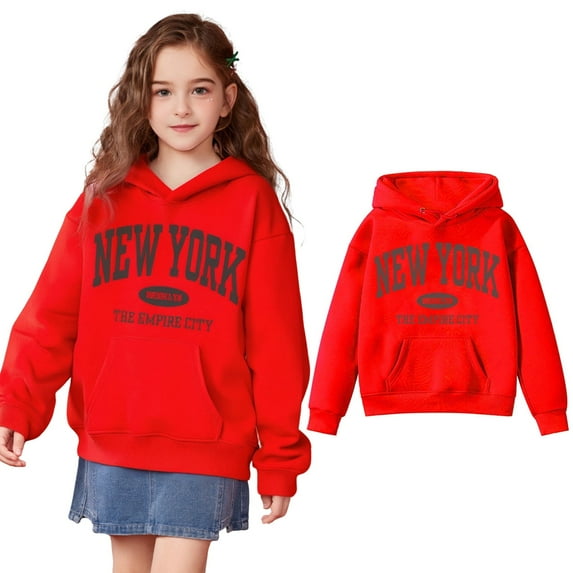 LIUYUNNN Kids Hoodies Boys Kids Letter Graphic Pullover Hoodies Long Sleeve Pullover Hoodie Sweatshirt Fall Winter Clothes Girls 9-10 Years Clothes Boys Girls Fall Outfits