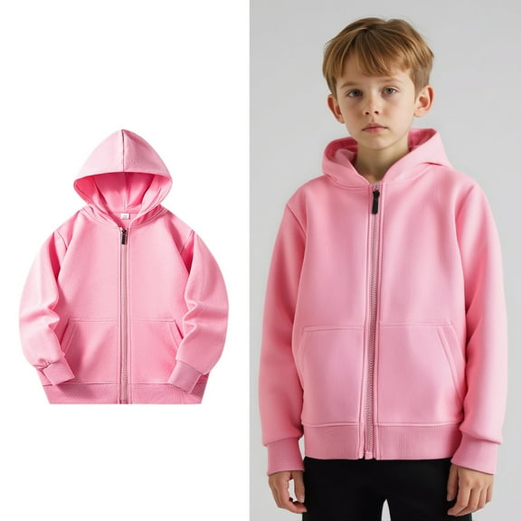 LIUYUNNN Kids Hoodies Boys Kids Zipper Pink Hoodies Long Sleeve Casual Basic Pullover Sweatshirt Hoodie Winter Clothes Little Girls Clothes 7-8 Years Boys Girls Fall Outfits