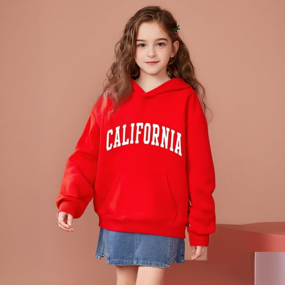 LIUYUNNN Kids Hoodies Kids Letter Graphic Pullover Hooded Long Sleeve Casual Basic Pullover Sweatshirt Hoodie Fall Clothes Kids Girls Clothes 7-8 Years Boys Girls Fall Outfits