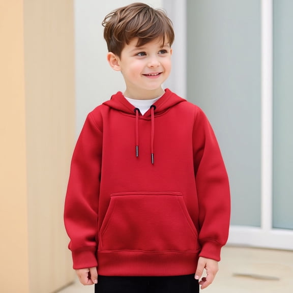 LIUYUNNN Kids Hoodies Kids Pullover Red Hooded Casual Long Sleeve Sweatshirts Jackets Fall Clothes Little Girls Clothes 4-5 Years Boys Girls Fall Outfits