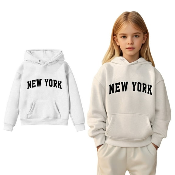 LIUYUNNN Kids Hoodies Letter Graphic Pullover Hooded Long Sleeve Soft Sweatshirts Top Fall Winter Clothes Girl Clothes 4-5 Years Boys Girls Fall Outfits