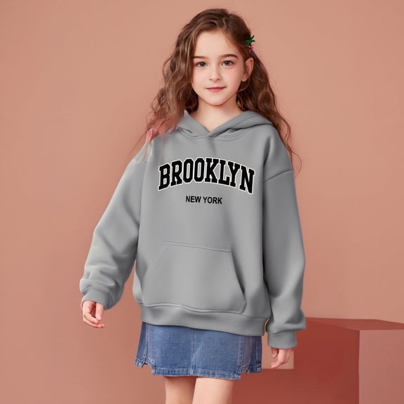 LIUYUNNN Kids Hoodies Pullover Grey Hooded Lightweight Long Sleeve Hoodies Fall Clothes Girls Hoodies Size 9-10 Years Boys Girls Fall Outfits