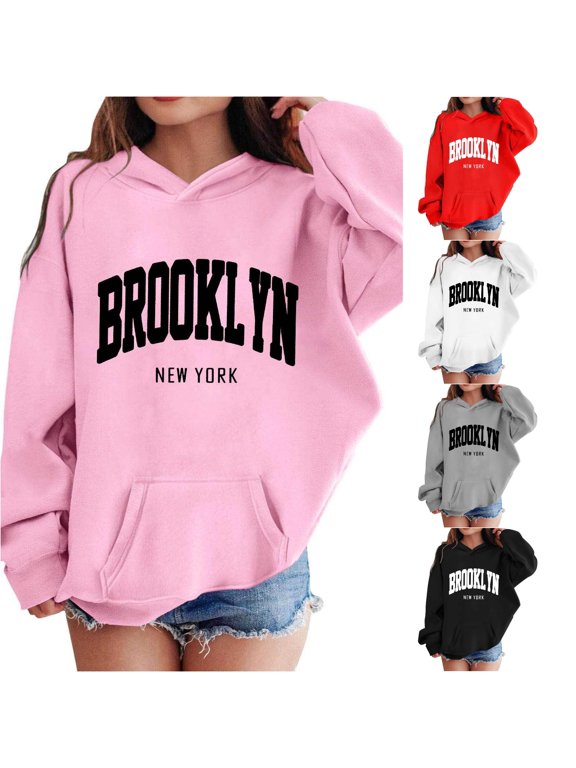 Kids Hoodies And Sweatshirts For Girls Comfortable Casual Long Sleeve Hooded Pullover With Unique Letter Prints For Daily Wear And Halloween Celebrations Comfy Jr, Size 8-10 Years