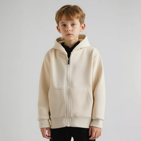 LIUYUNNN Kids Hoodies Zipper Beige Hoodie Lightweight Long Sleeve Hoodies Warm Fall Winter Clothes 4-5 Years Girls Clothes Boys Girls Fall Outfits
