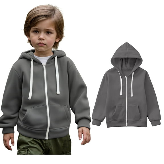 LIUYUNNN Kids Hoodies Zipper Dark Gray Hooded Long Sleeve Pullover Tops Fall Clothes Girls Clothes Size 6-7 Years Boys Girls Fall Outfits