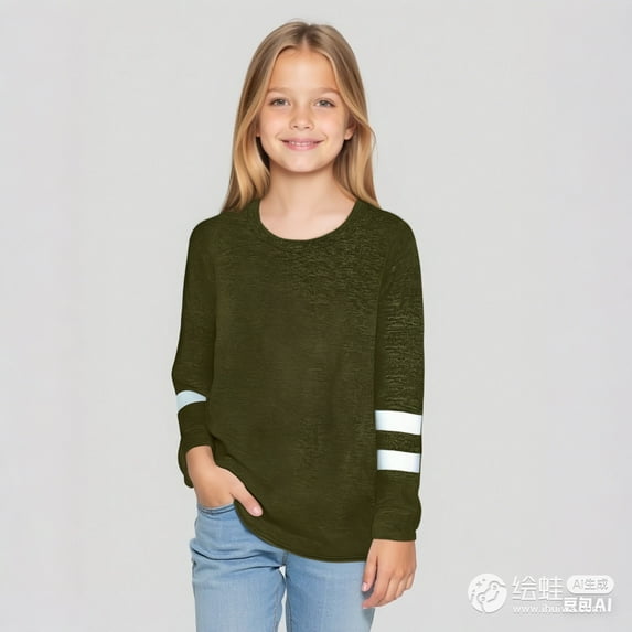 LIUYUNNN Kids Boys T Shirts Green Pullover Long Sleeve Top Crewneck Tee Comfort Colors Girls Uniform Shirts 8-9 Years Boys Girls Fall and Winter Outfits