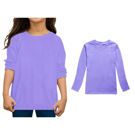 LIUYUNNN Kids Kids T Shirt Solid ColorPurple Girls Top Crewneck T-Shirts Fall Tops Tees Comfort Colors Teen Girls Clothes 10-11 Years Boys Girls Four Seasons Outfits