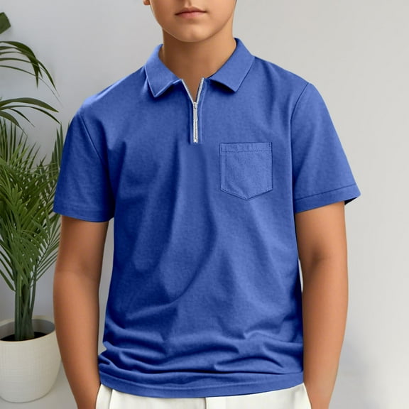 LIUYUNNN Kids Polo Shirt Boys Short Sleeve Boy Blue Button down Shirt School Uniform Casual Tops 3-4 Years Size Boys ClothesBoys Girls Four Seasons Outfits