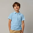 thumbnail image 1 of LIUYUNNN Kids Polo Shirt Boys Short Sleeve Boys Sky Blue Button down Shirt Boys Uniform Shirts Collared Shirt 11-12 Years Boys Clothes Size Boys Girls Four Seasons Outfits, 1 of 3