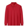 thumbnail image 1 of LIUYUNNN Kids Polo Shirts for Boys Long Sleeve Boys Red Button down Shirt Boys School Uniform Shirts Boys Collared Shirts 9-10 Years Boys Size ClothesBoys Girls Four Seasons Outfits, 1 of 3