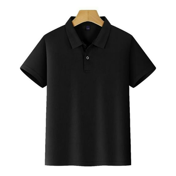 LIUYUNNN Kids Boys' Polo Shirts Short Sleeve Black Button up Shirt Boys School Uniform Collared Shirt 7-8 Years Boy ClothesBoys Girls Four Seasons Outfits