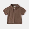 thumbnail image 1 of LIUYUNNN Kids Polo Shirts Boys Short Sleeve Boy Coffee Button down Shirt School Uniform Casual Tops 3-4 Years Boy ClothesBoys Girls Four Seasons Outfits, 1 of 3