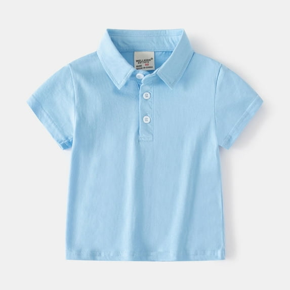 LIUYUNNN Kids Polo Shirts Boys Short Sleeve Boy Light Blue Button down Shirt School Uniforms Casual 3-4 Years Boys Clothes Boys Girls Four Seasons Outfits