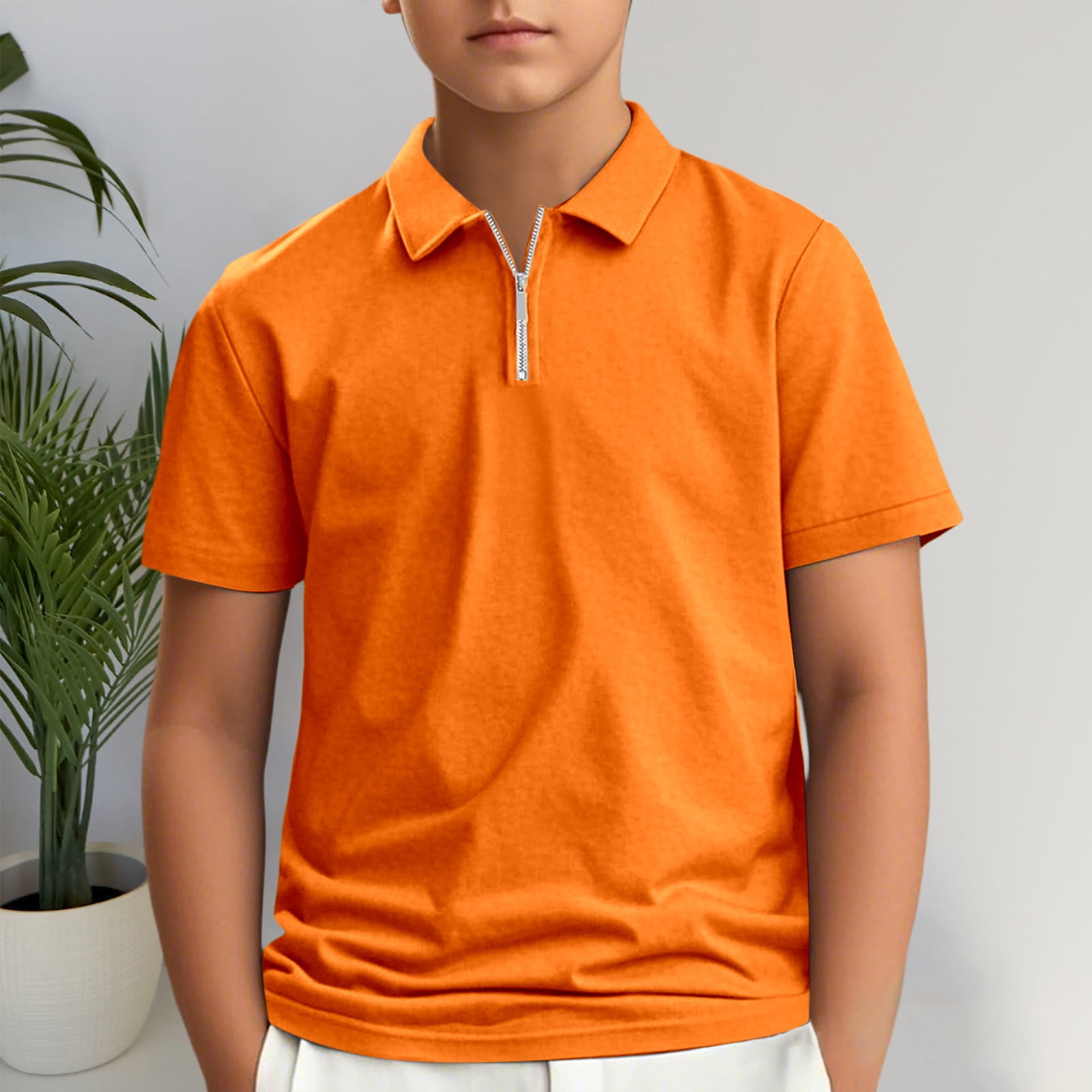 LIUYUNNN Kids Polo Shirts for Boys Short Sleeve Boy Orange Button down ...