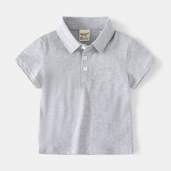 LIUYUNNN Kids Polo Shirts for Boys Short Sleeve Kids Grey Button down Shirt School Uniform Casual Collared Shirt 3-4 Years Boy ClothesBoys Girls Four Seasons Outfits