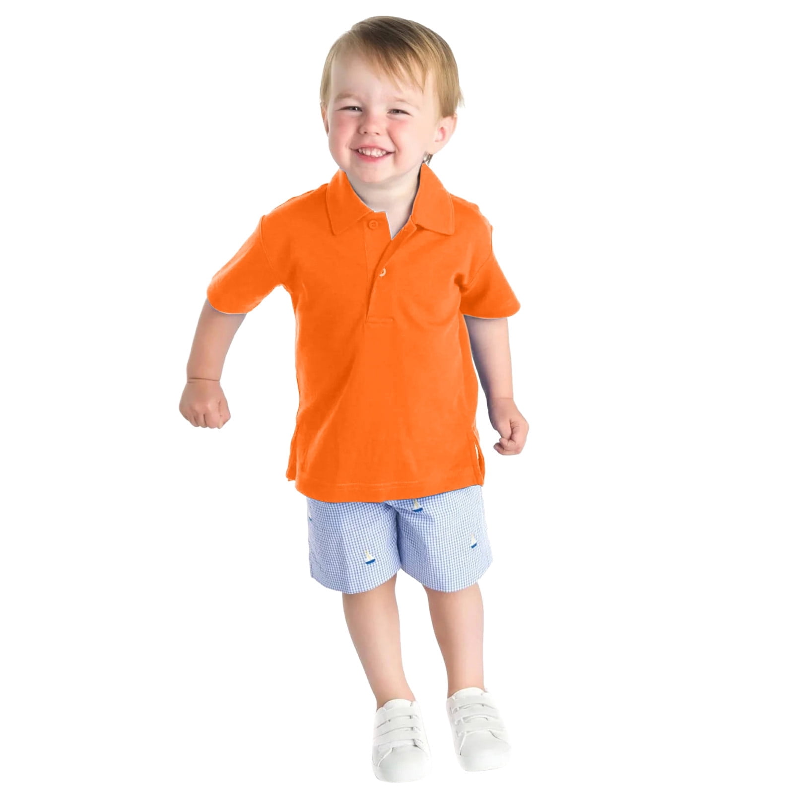 LIUYUNNN Kids Polo Shirts Boys Short Sleeve Kids Orange Button down ...