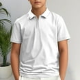 thumbnail image 1 of LIUYUNNN Kids Polo Shirts Boys Short Sleeve White Button down Shirt Boys School Uniform Shirts Casual 11-12 Years Boy Shirts Size Boys Girls Four Seasons Outfits, 1 of 4