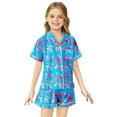 thumbnail image 1 of LIUYUNNN Kids Girls Satin Pajamas Set Bow Tie Button Down Solid Tops T Shirt Set Kids Pajamas Nightgown Girls Pajamas Size 10-11 Years Boys Girls Fall Outfits, 1 of 3