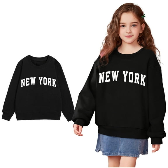 LIUYUNNN Kids Sweatshirt Boy Long Sleeve Kids Pullover Black Sweatshirt Crewneck Pullover Tops Fall Winter Clothes Size 5-6 Years Boys Clothes Boys Girls Fall Outfits