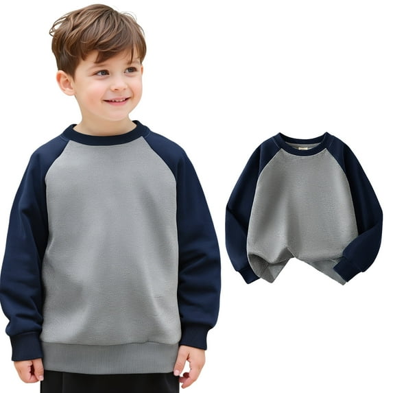 LIUYUNNN Kids Sweatshirt for Boys Long Sleeve Kids Pullover Navy Sweatshirt Oversized Crewneck Sweatshirts Fall Winter Clothes Size 4-5 Years Boys Clothes Boys Girls Fall Outfits