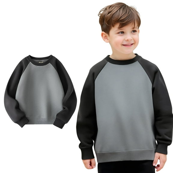 LIUYUNNN Kids Sweatshirt Long Sleeve Kids Pullover Dark Gray Sweatshirt Crewneck Sweatshirts Pullover Tops Fall Winter Clothes 6-7 Years Boys Clothes Boys Girls Fall Outfits