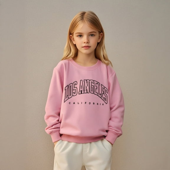 LIUYUNNN Kids Sweatshirt Long Sleeve Pullover Pink Sweatshirt Girls Crewneck Sweatshirts Pullover Tops Winter Clothes Girls Tops6-7 Years Boys Girls Fall Outfits