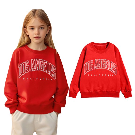 LIUYUNNN Kids Sweatshirt Long Sleeve Pullover Red Sweatshirt Kids Oversized Crewneck Sweatshirts Winter Clothes Girls Size 8-9 Years Clothes Boys Girls Fall Outfits