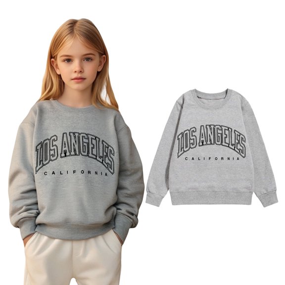 LIUYUNNN Kids Sweatshirts Long Sleeve Pullover Grey Sweatshirt Kids Crew Neck Cute Pullover Relaxed Fit Tops Winter Clothes Girls Clothes Size 4-5 Years Boys Girls Fall Outfits