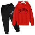 thumbnail image 1 of LIUYUNNN Kids Sweatsuit Set for Girls 2 Piece Long Sleeve Letter Red Hoodie Sweatshirt Jogging Pants Winter Clothes Boys Girls Athletic Clothes Sets 11-12 Years Boys Girls Fall and Winter Outfits, 1 of 3