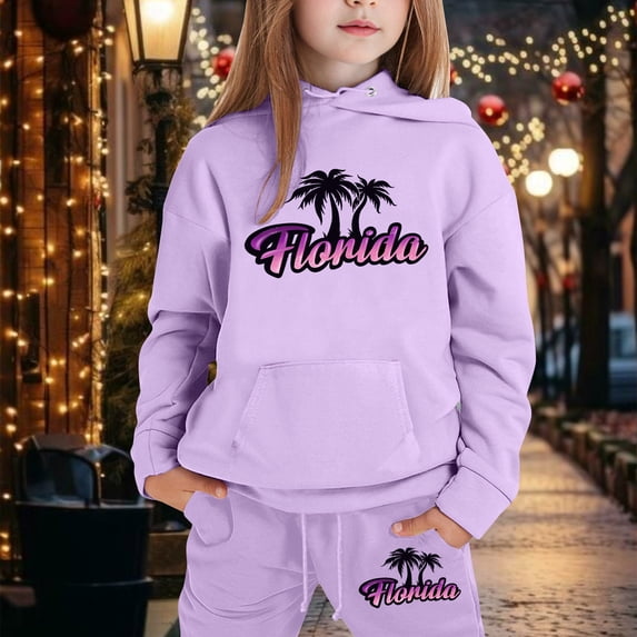 LIUYUNNN Kids Sweatsuit Set for Girls 2 Piece Long Sleeve Tree Light Purple Basic Hoodie and Active Jogger Pants Winter Clothes Clothes for Girls 10-11 Years Boys Girls Fall and Winter Outfits