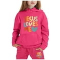 thumbnail image 1 of LIUYUNNN Kids Sweatsuit Set for Girls 2PC Long Sleeve Letter Hot Pink Sweatshirt and Sweatpants Fall Clothes 10-11 Years Girls Outfits Boys Girls Fall and Winter Outfits, 1 of 3