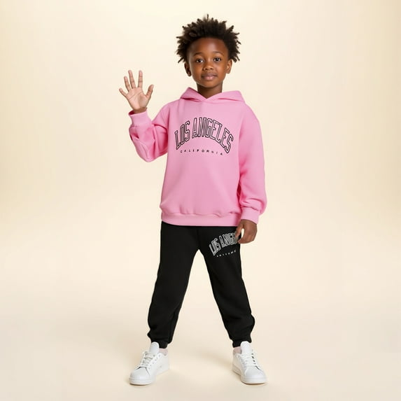 LIUYUNNN Kids Sweatsuit Set for Girls 2PC Long Sleeve Letter Pullover Basic Hoodie Leggings Pants Winter Clothes Girl Sets 3-4 Years Boys Girls Fall and Winter Outfits